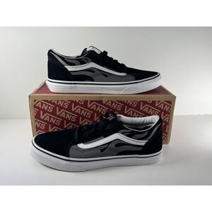 VANS Old Skool Sneakers Size 6.5 Youth Suede Flame Black/Grey/White Vn0A4UHZWKJ